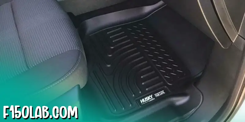 Floor mats installed on a Ford F150