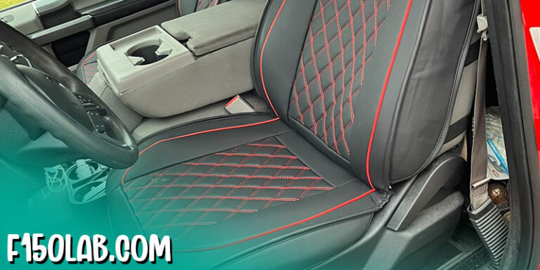 Seat covers installed on a Ford F150